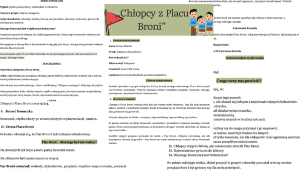Notatka ,,Chłopcy z Placu Broni"