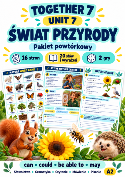 Together 7 Unit 7 – Świat przyrody | Pakiet powtórkowy A2 – karty pracy, sketchnote i 2 gry