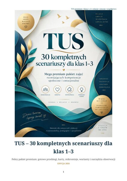 TUS - 30 scenariuszy zajęć dla  klas 1-3