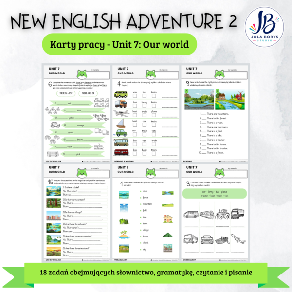 New English Adventure 2 – Unit 7: Our World – karty pracy