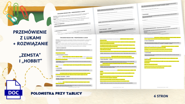 Przemówienie z lukami, ćwiczenie redakcyjne– „Zemsta” i „Hobbit”