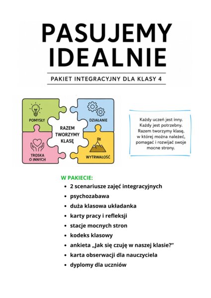 PASUJEMY IDEALNIE – pakiet integracyjny dla klasy 4 🧩