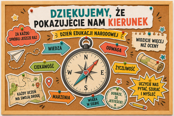 Dzień Nauczyciela – „Pokazujecie nam kierunek” | wielkoformatowa gazetka na Dzień Edukacji Narodowej