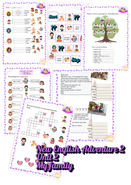 Karty pracy, materiały dodatkowe New English Adventure 2 Unit 2 My Family