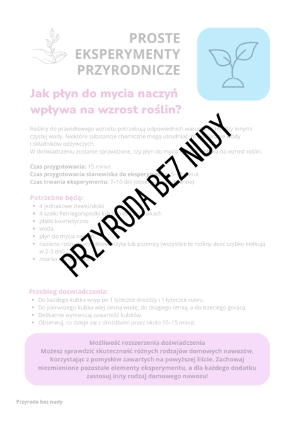 Jak płyn do mycia naczyń wpływa na wzrost roślin? _ EKSPERYMENTY PRZYRODNICZE - KLASA 4