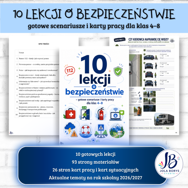 10 lekcji o bezpieczeństwie – gotowe scenariusze i karty pracy dla klas 4–8