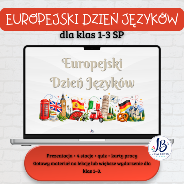 Europejski Dzień Języków – klasy 1–3 SP | prezentacja, 4 stacje językowe, karty pracy, quiz