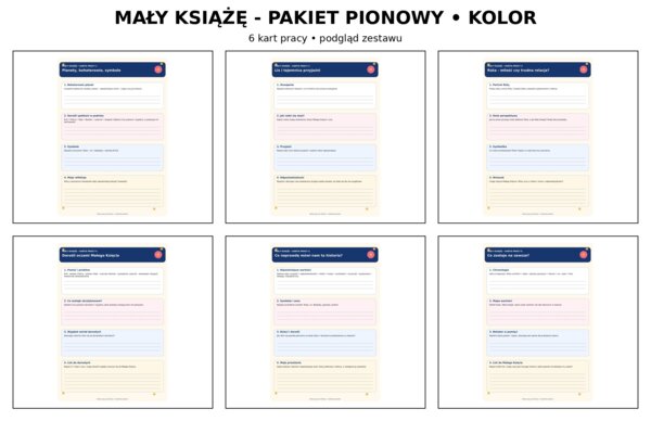 MAŁY KSIĄŻĘ - 7 KART PRACY A4 + KLUCZ ODPOWIEDZI
