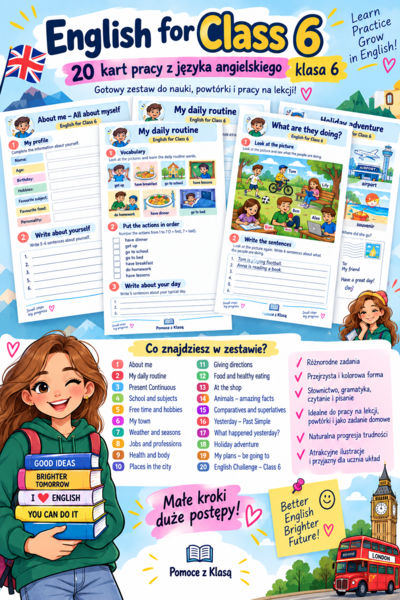 English for Class 6 – 20 kart pracy z języka angielskiego