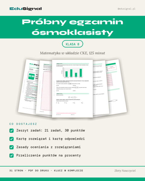 Próbny egzamin ósmoklasisty z matematyki, klasa 8 (arkusz I w układzie CKE + zasady oceniania)
