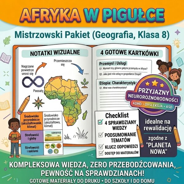 Geografia Klasa 8: Afryka – Kompleksowe Notatki i Kartkówki (Planeta Nowa)