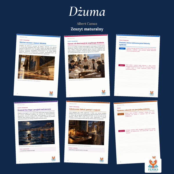 Dżuma — Albert Camus | Zeszyt maturalny: szczegółowe omówienie, 120 zadań i klucz odpowiedzi