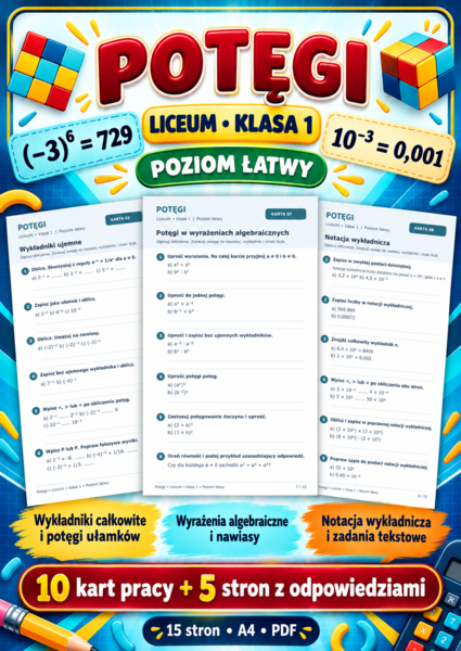 POTĘGI-LICEUM-ŁATWE-klasa 1