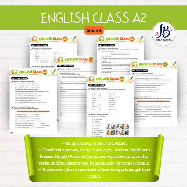 English Class A2 – Klasa 6 – Unit 1 Life at Home | 38 ćwiczeń + odpowiedzi