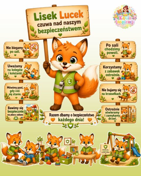 🦊 NOWOŚĆ! Poznaj Liska Lucka – strażnika bezpieczeństwa! 💚