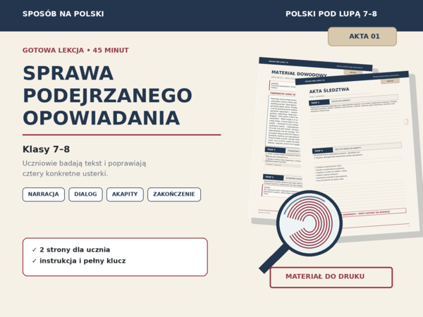 Polski pod lupą 7–8. Sprawa podejrzanego opowiadania – gotowa lekcja