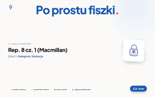 Fiszki do Działu 3, Repetytorium Ósmoklasisty cz. 1 (Macmillan)