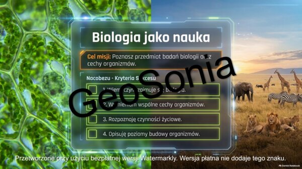 „Biologia jako nauka” – Gotowa lekcja wprowadzająca (Cechy życia, poziomy organizacji i dziedziny biologii) prezentacja