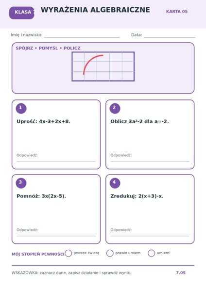 Matematyka – klasa 7 | 12 graficznych kart pracy + klucz odpowiedzi