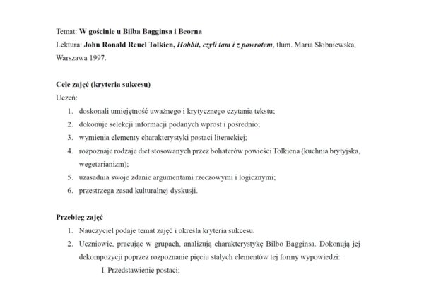 W gościnie u Bilba Bagginsa i Beorna (John Ronald Reuel Tolkien "Hobbit, czyli tam i z powrotem")
