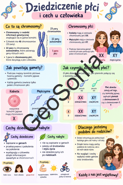 Dziedziczenie płci biologia klasa 8 sketchnotka
