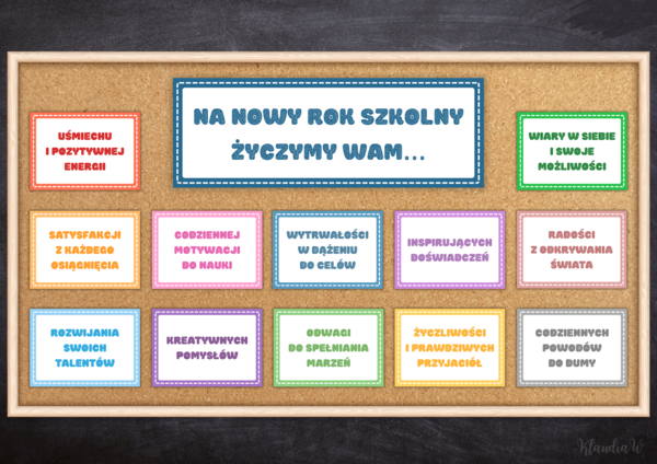 Gazetka na nowy rok szkolny - plansze z życzeniami