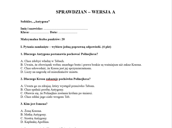 Sprawdzian- Antygona