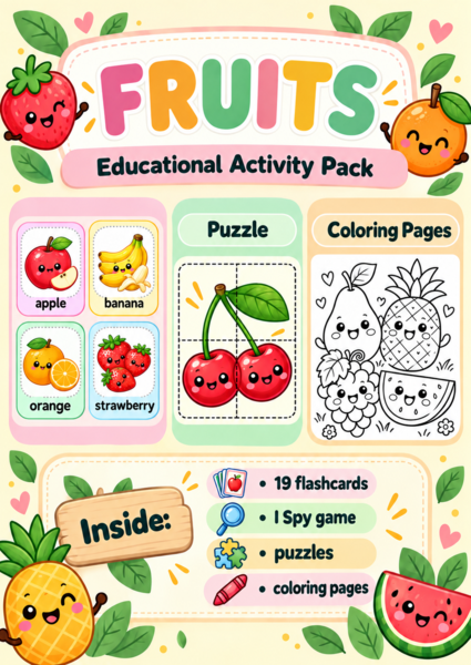 Fiszki język angieski - owoce  -  fruits