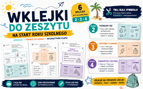 Wklejki do zeszytu - Back to School