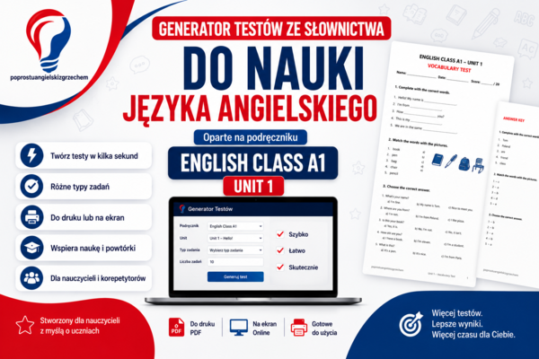 Generator testów English Class A1, Unit 1