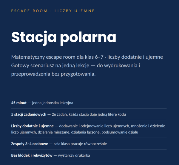 Escape room matematyczny: Magazyn portowy — bryły (klasy 7–8, PDF)