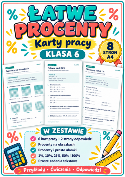 PROCENTY-ŁATWE- klasa 6