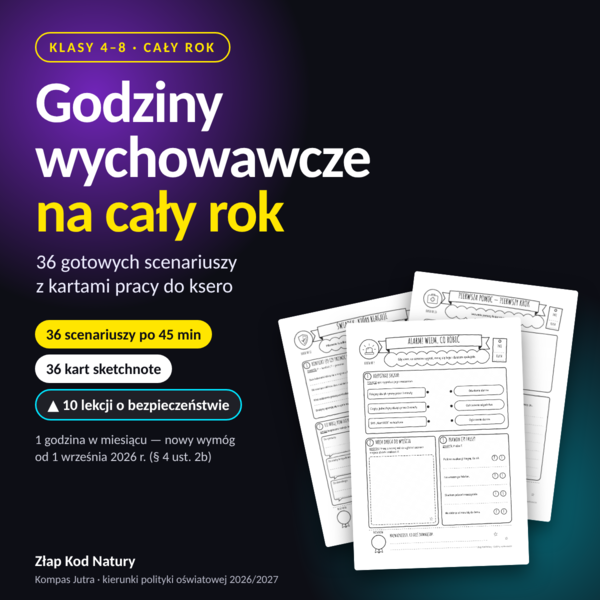 Godziny wychowawcze na cały rok – 36 gotowych scenariuszy z kartami pracy dla klas 4–8