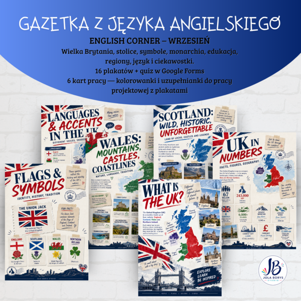 Gazetka z języka angielskiego – Wielka Brytania: The UK – More Than London | 16 plakatów + quiz w Google Forms