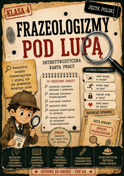 Frazeologizmy pod lupą – znaczenie dosłowne i przenośne | język polski klasa 4