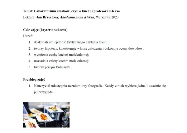 Laboratorium smaków, czyli o kuchni profesora Kleksa (Jan Brzechwa "Akademia pana Kleksa")