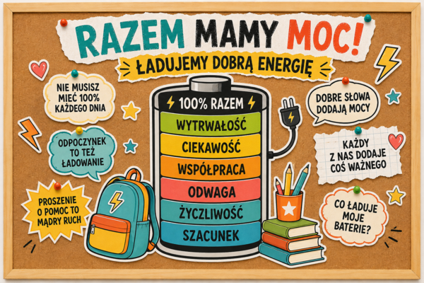 RAZEM MAMY MOC! – wielkoformatowa gazetka szkolna | bateria klasowej energii w 2 rozmiarach