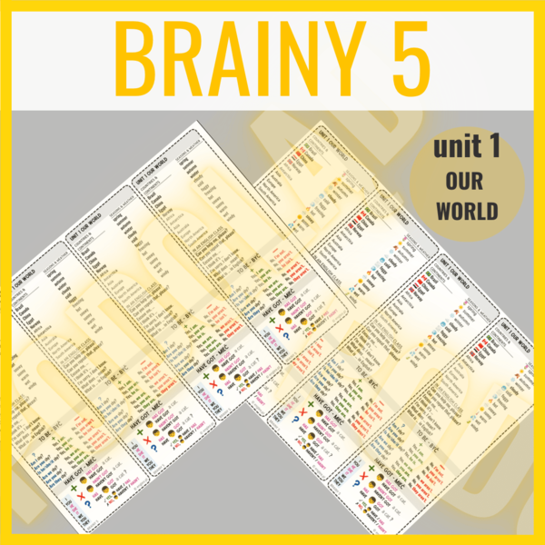 Brainy 5  unit 1 OUR WORLD -  - zakładki do książki