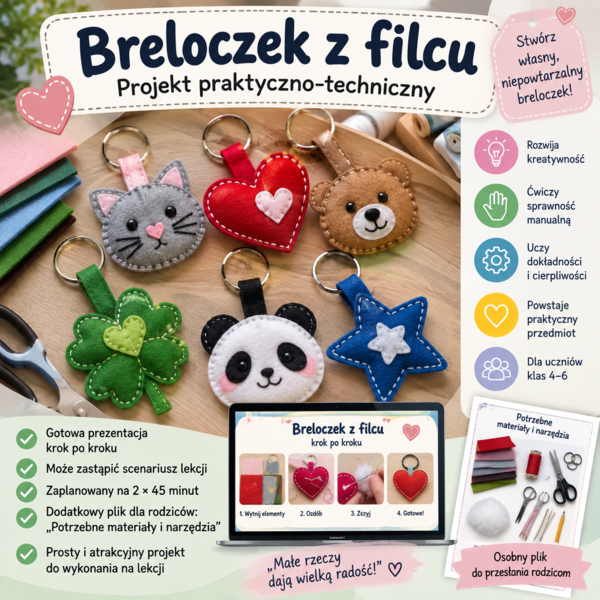 Breloczek z filcu- projekt na zajęcia praktyczno- techniczne