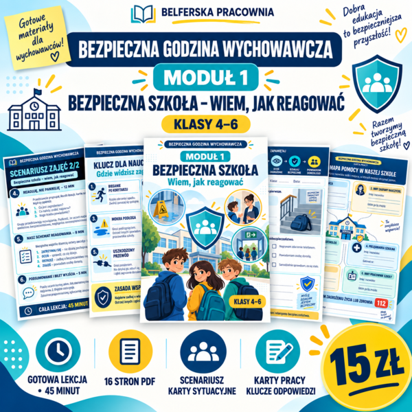 🛡️ BEZPIECZNA GODZINA WYCHOWAWCZA – MODUŁ 1 🏫 „Bezpieczna szkoła – wiem, jak reagować”