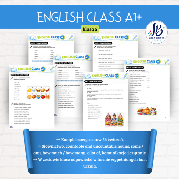 English Class A1+ - Klasa 5 – Unit 2 Fun with Food | 34 ćwiczenia + odpowiedzi