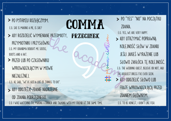 Comma – zasady użycia przecinka w języku angielskim