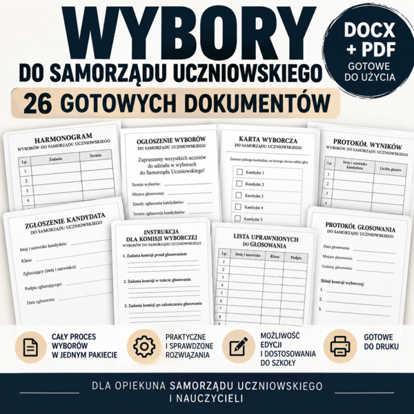 Wybory do Samorządu Uczniowskiego – 26 gotowych dokumentów