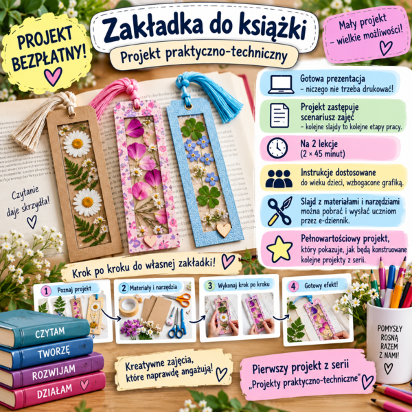 Zakładka do książki- projekt na zajęcia praktyczno- techniczne