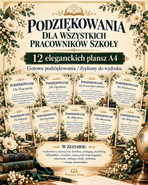 Dzień Edukacji Narodowej - 12 plansz - Podziękowania dla WSZYSTKICH pracowników szkoły