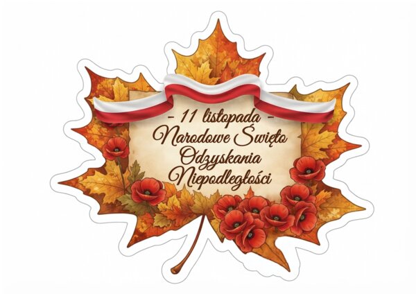 11 Listopada – Narodowe Święto Niepodległości. Dekoracja maxi (75x50 cm), Hymn Polski (zwrotki i refren) oraz karty historyczne – gazetka szkolna.