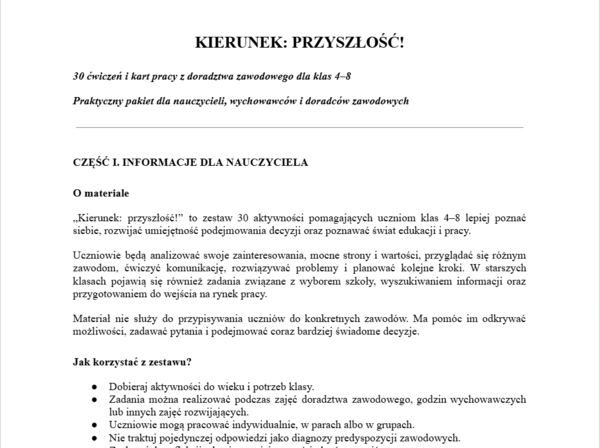 Kierunek: przyszłość. Doradztwo zawodowe 4-8