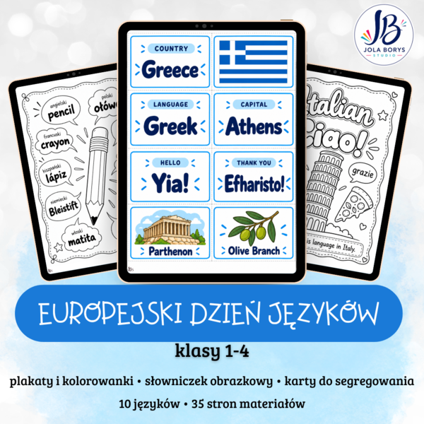 Europejski Dzień Języków – plakaty, kolorowanki, słowniczek obrazkowy i karty do segregowania | klasy 1–4