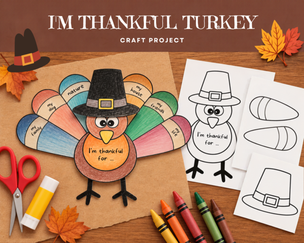 I'm Thankful Turkey Craft Project - Projekt na Święto Dziękczynienia