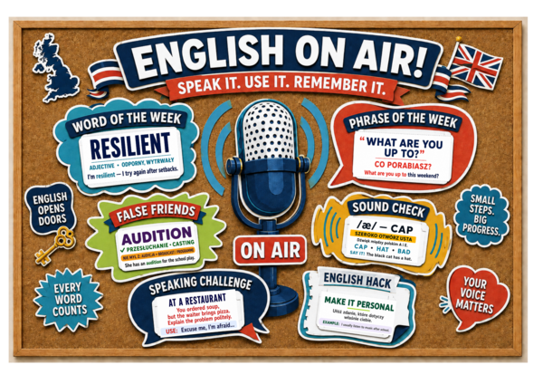 ENGLISH ON AIR! – całoroczna gazetka do języka angielskiego | 192 wymienne karty | klasy 6–7
